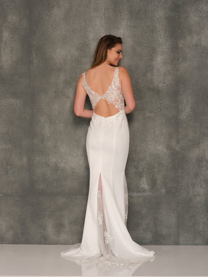 TRANSPARENT LACE BACK AND TRAIN WEDDING GOWN