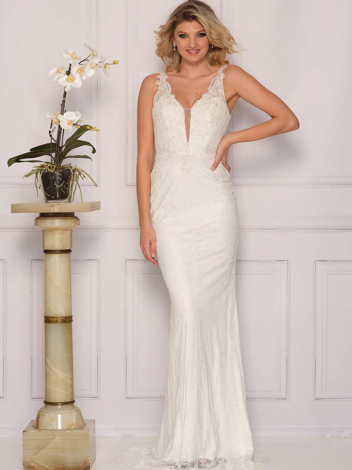 BACKLESS PLUNGE MERMAID WEDDING GOWN