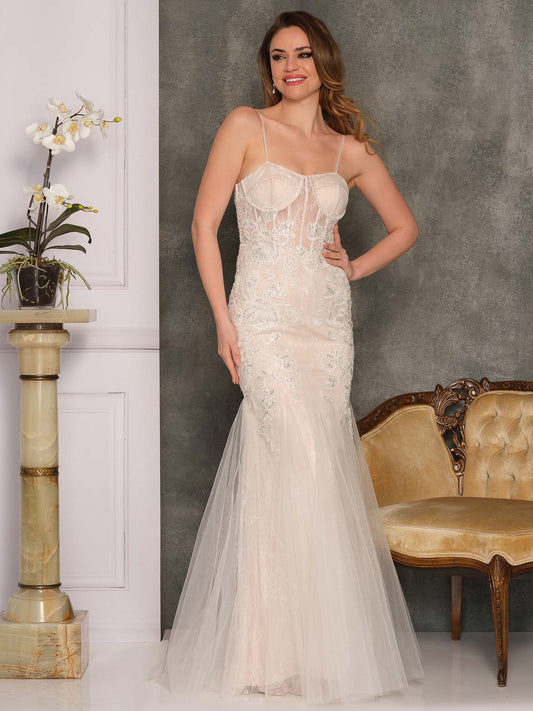 STRUCTURED EMBROIDERED MERMAID WEDDING GOWN