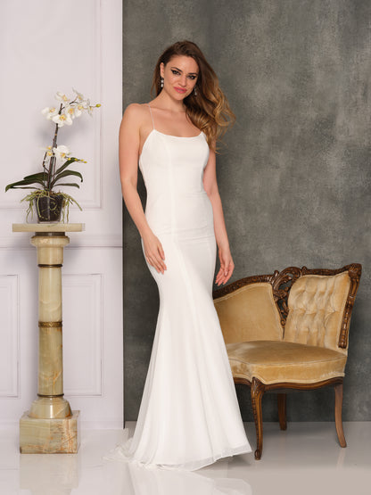 STRAPPY SCOOP BACK TRUMPET WEDDING GOWN