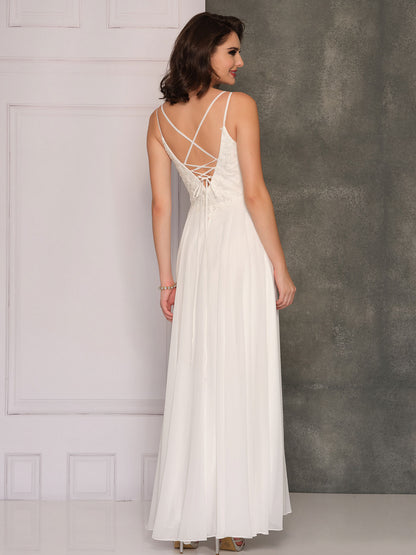 PLUNGE LACE BACK WEDDING GOWN