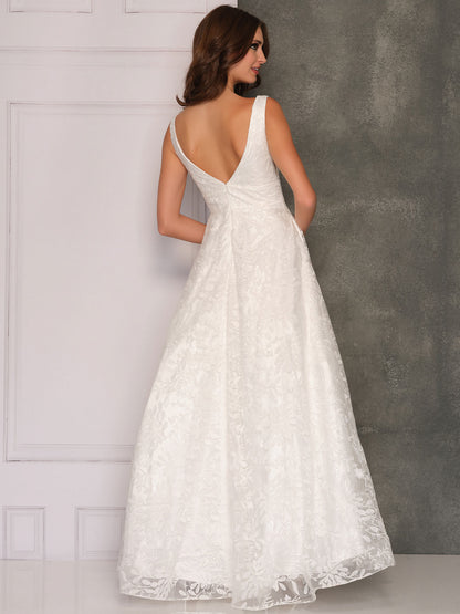 THICK STRAP DEEP V-BACK A-LINE WEDDING GOWN