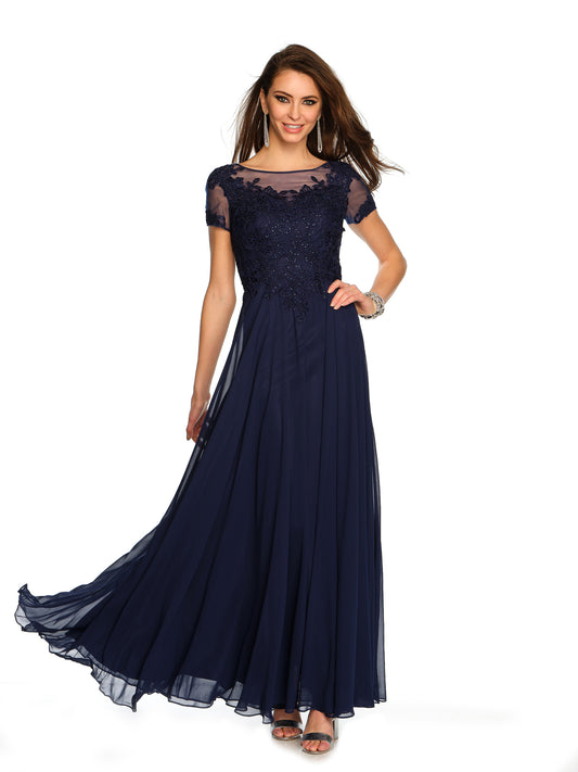 EMBROIDERED CHIFFON GOWN