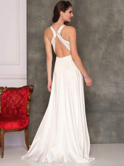 CLASP BACK MESH PUNGE A-LINE WEDDING GOWN