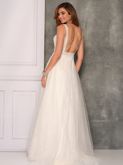 SQUARE THICK STRAPPY A-LINE WEDDING GOWN