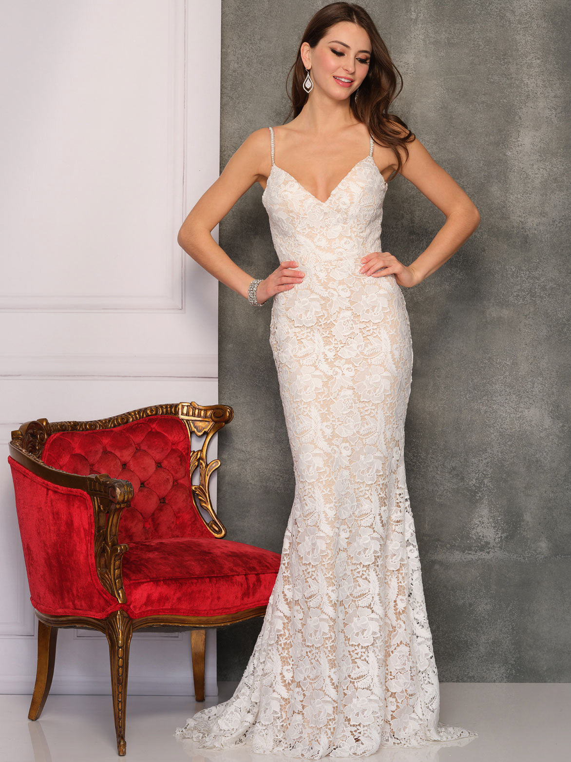LACE LOW BACK TRUMPET WEDDING GOWN