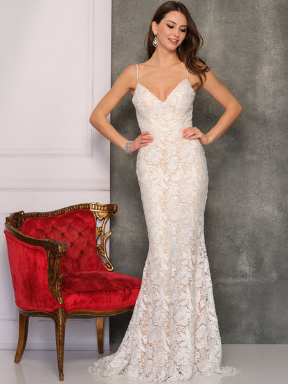 LACE LOW BACK TRUMPET WEDDING GOWN