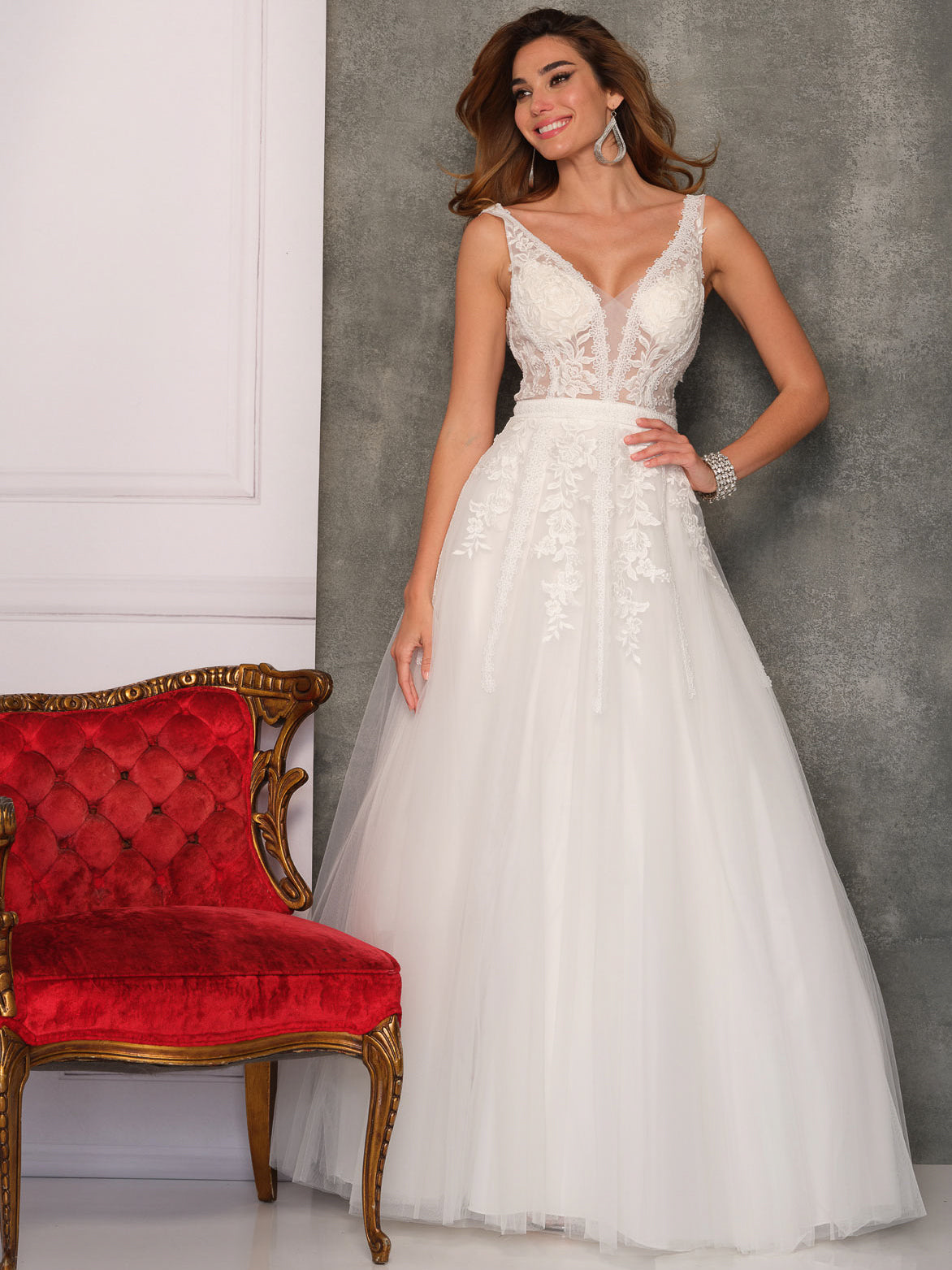 THICK STRAP LOW BACK LACE WEDDING GOWN