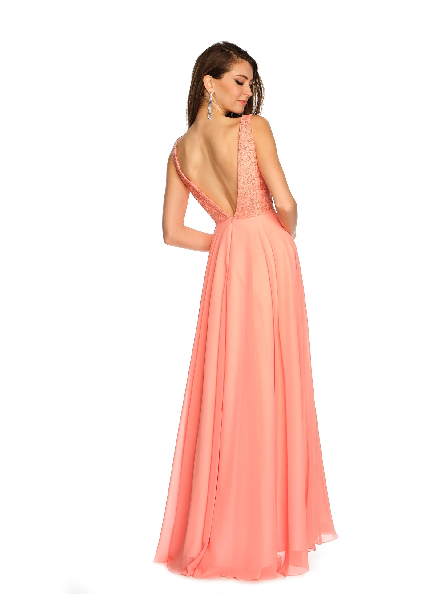 DEEP V-BACK LACE MAXI GOWN
