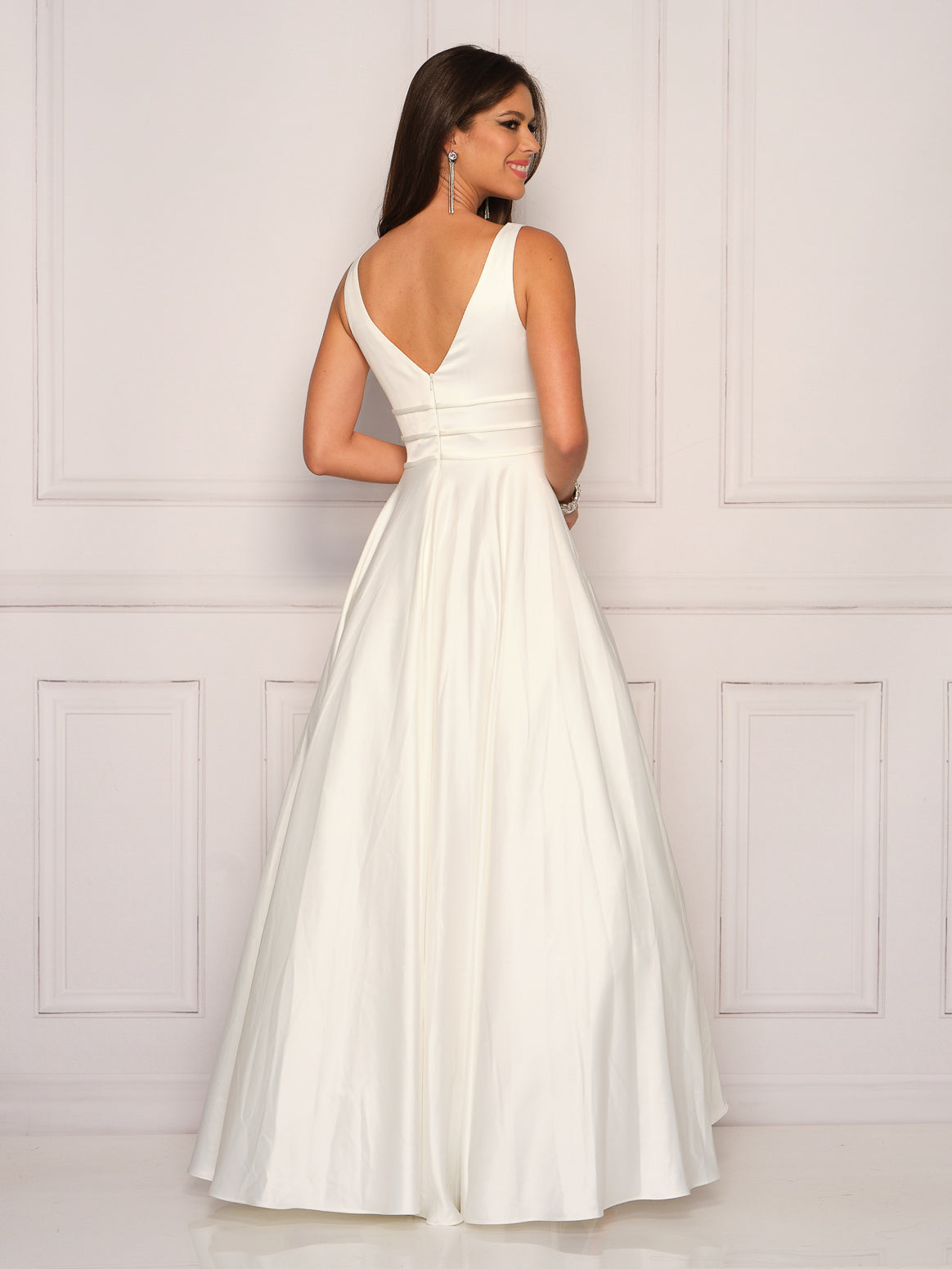 DEEP THIN PLUNGE THICK STRAP BALLGOWN WEDDING GOWN - Dave & Johnny DEEP THIN PLUNGE THICK STRAP BALLGOWN WEDDING GOWN - Dave & Johnny