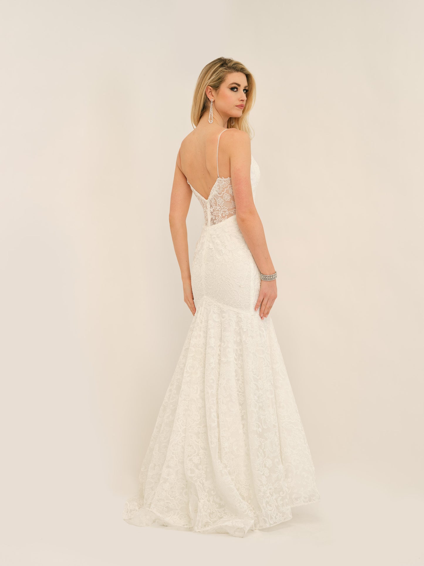 LOW BACK LACE MERMAID WEDDING GOWN