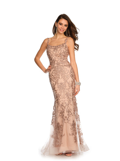 DEEP BACK LACE OVERLAY GOWN