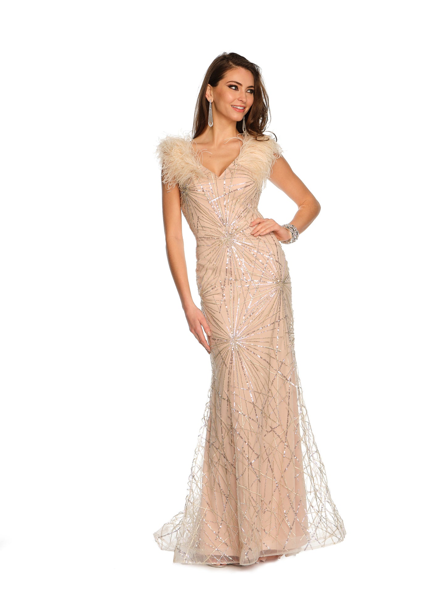 FEATHERED BEADED GOWN