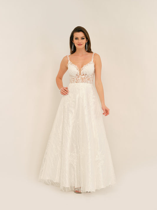 ILLUSION BODICE WITH BALLGOWN SKIRT WEDDING DRESS