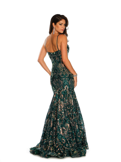PATTERNED SEQUIN FITTED MERMAID GOWN
