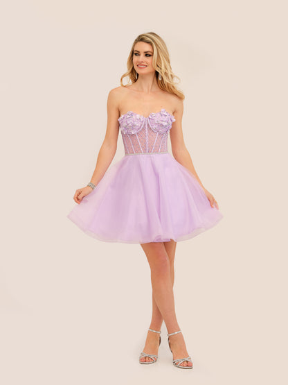 SEQUINED SWEETHEART MESH CORAL CORSET DRESS - Dave & Johnny SEQUINED SWEETHEART MESH CORAL CORSET DRESS - Dave & Johnny
