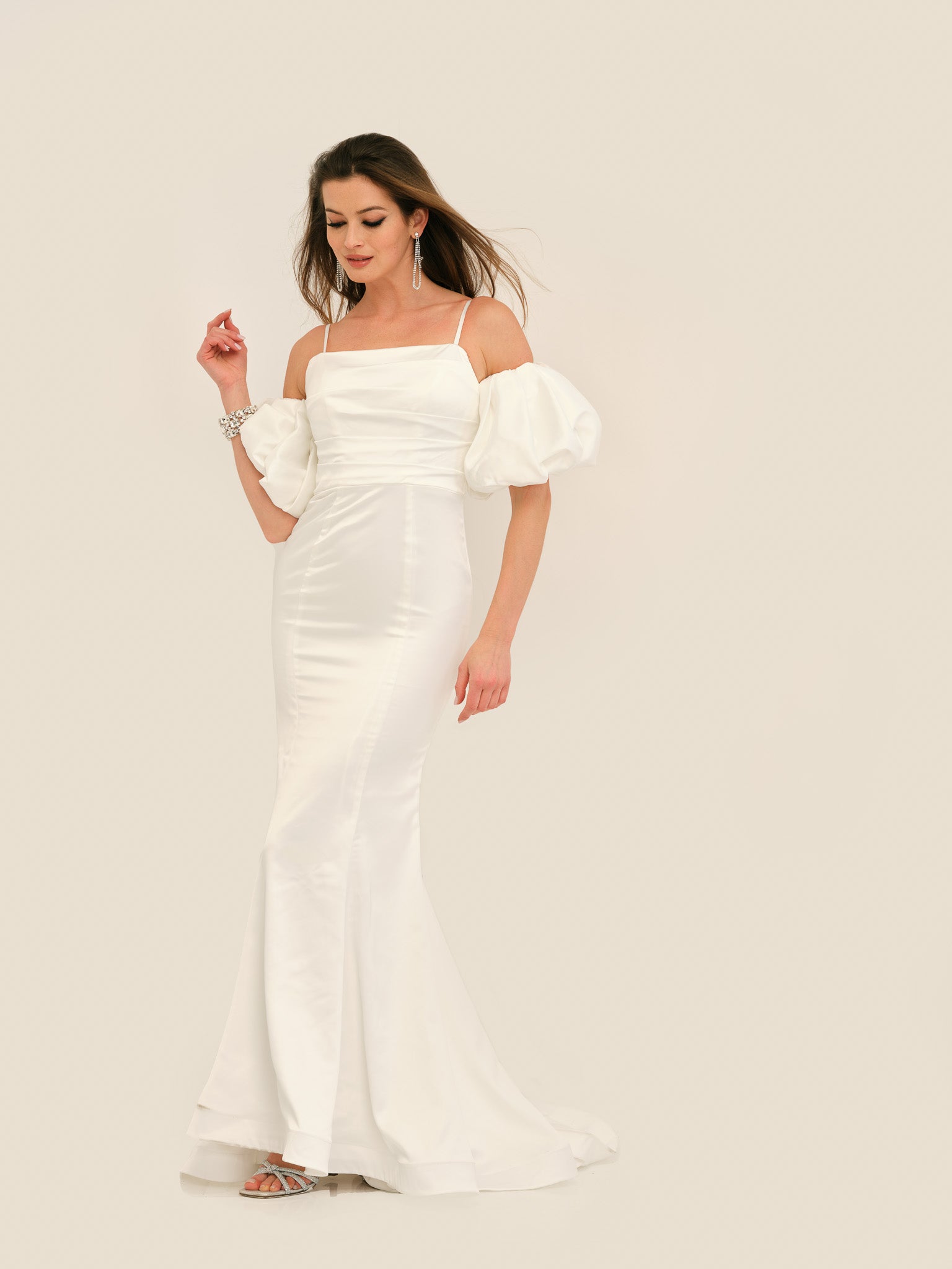 SHARP PUFF SLEEVE MERMAID WEDDING GOWN - Dave & Johnny SHARP PUFF SLEEVE MERMAID WEDDING GOWN - Dave & Johnny