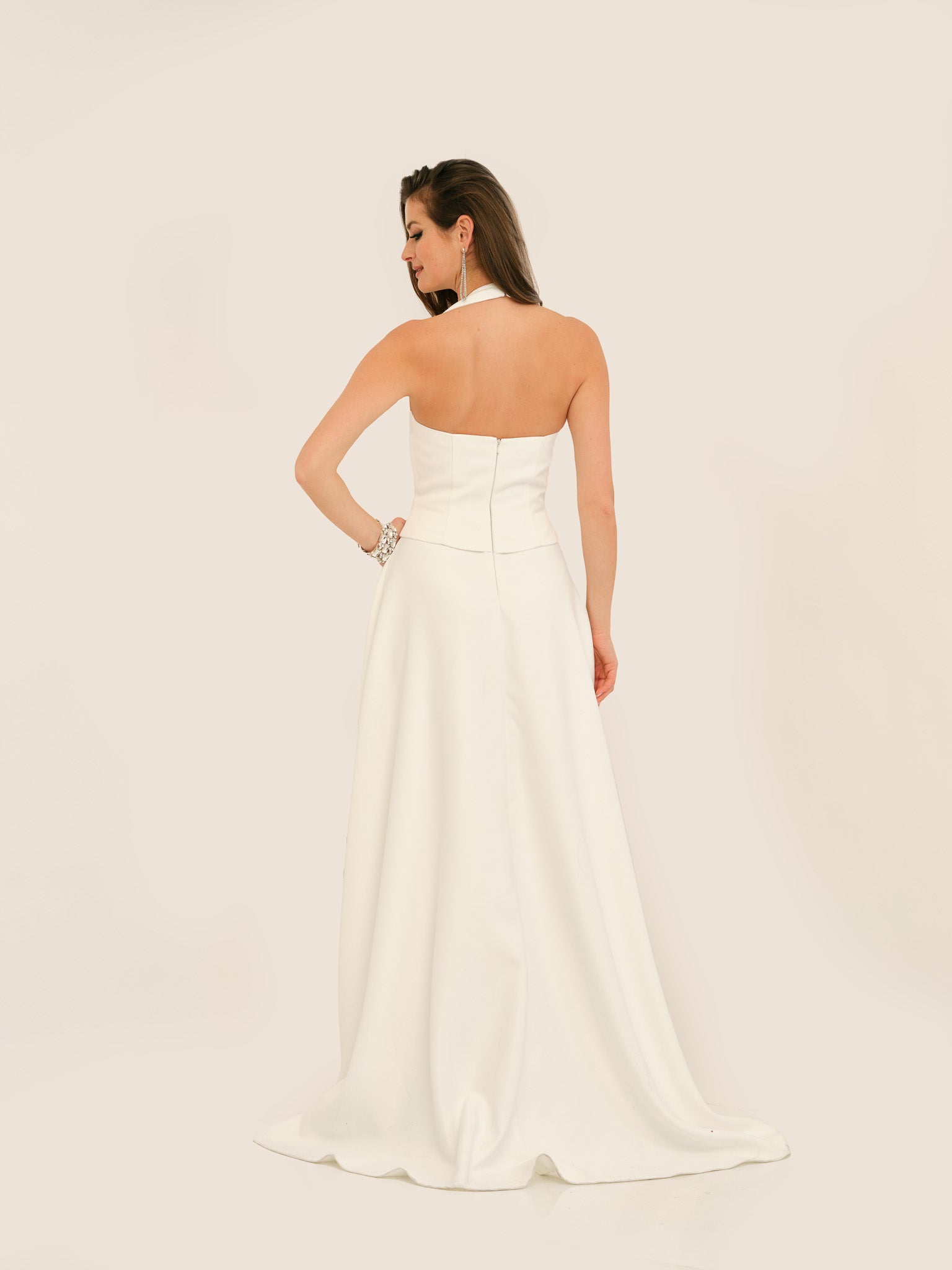 TWO-PIECE ILLUSION HALTER WEDDING GOWN - Dave & Johnny TWO-PIECE ILLUSION HALTER WEDDING GOWN - Dave & Johnny
