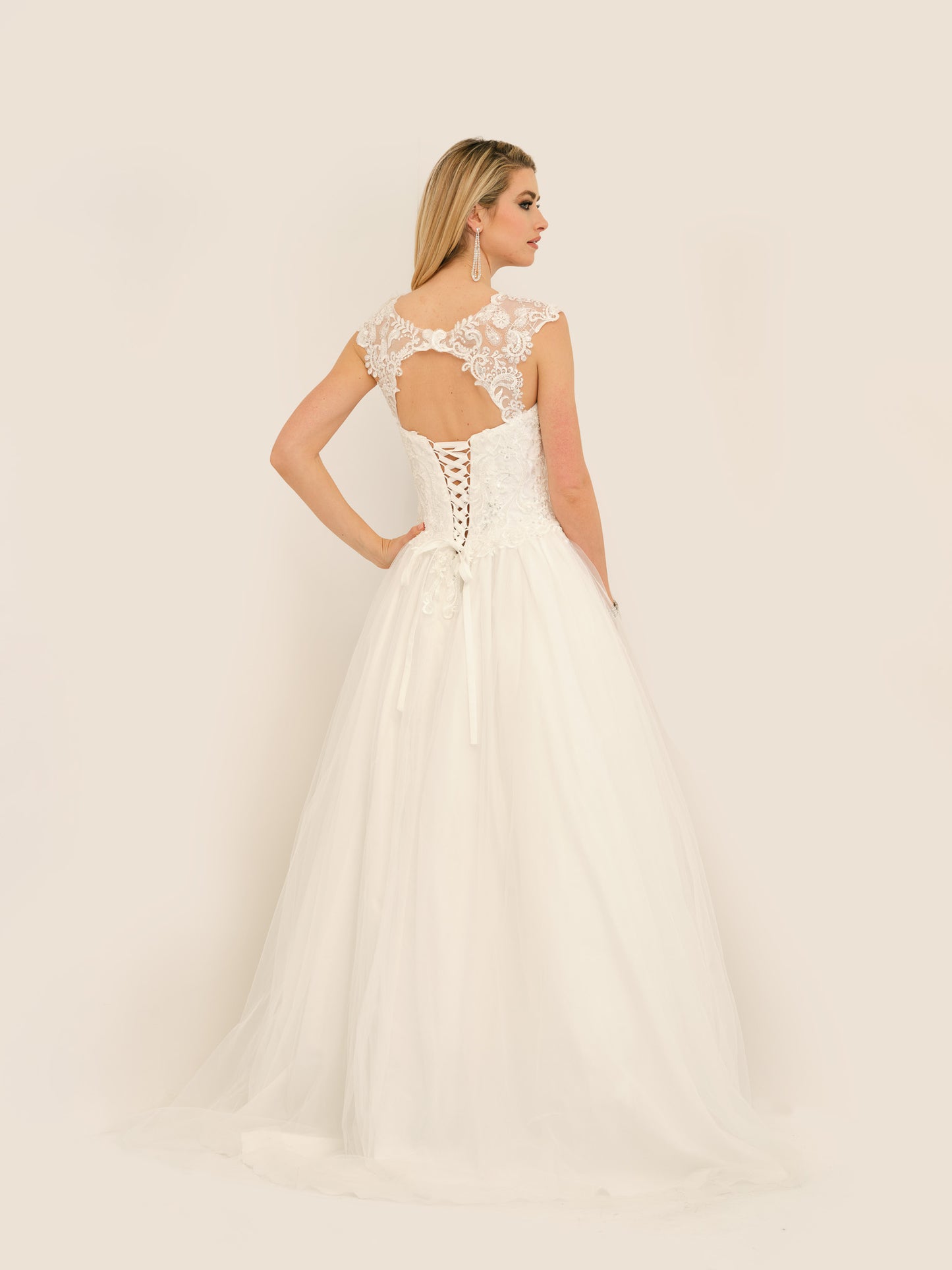 FLORAL CUT OUT LACE UP BALLGOWN WEDDING GOWN